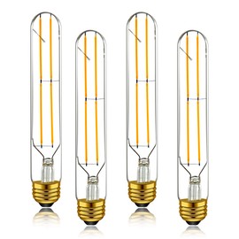Adshen-US Dimmable 6W Edison Led Tube Bulbs,Soft White 2700K,T10 Long Tubular Light Bulb 7.3 Inch, 60Watt Equivalent,Medium Base E26 Led Bulb, Pack of 4