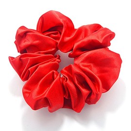 Paris Kid's Rainbow Color Voluminous Scrunchie Hair Elastic (Red)