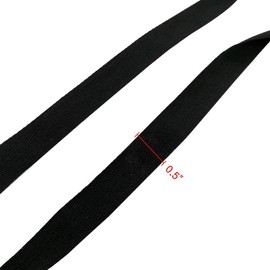 Natural Cotton Twill Tape 50 Yards Bunting Bias Tape 1/2 Inch Herringbone Webbing Tape Roll for Apron Sewing Dressmaking Craft (Black)