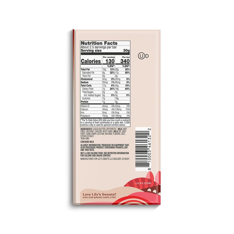 LILY'S White Chocolate Style Peppermint No Sugar Added Sweets, Christmas,