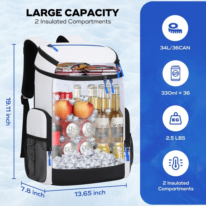 Maelstrom Backpack Cooler,36 Can Cooler Backpack,Soft Cooler Bag Insulated Leakproof,Lightweight