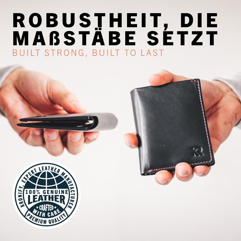 Kronify Rfid Slim Wallet with Change Compartment - TÜV Tested