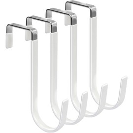 Gancho para Puerta Timotech Set de 4 Percheros Metálicos Blancos Antirayaduras