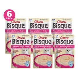 Churu Gato Bisque Atún Y Salmón, Puré Cremoso, 6 Sobres