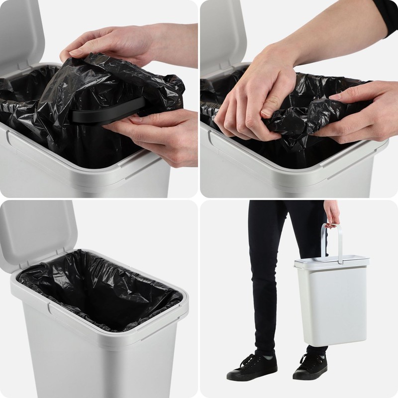 KADAX Waste Bin with Hinged Lid, Rectangular Plastic Waste Bin