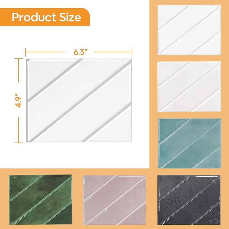STICKGOO Sample Kit Thicker Herringbone Peel and Stick Backsplash, 6.3”×4.9”