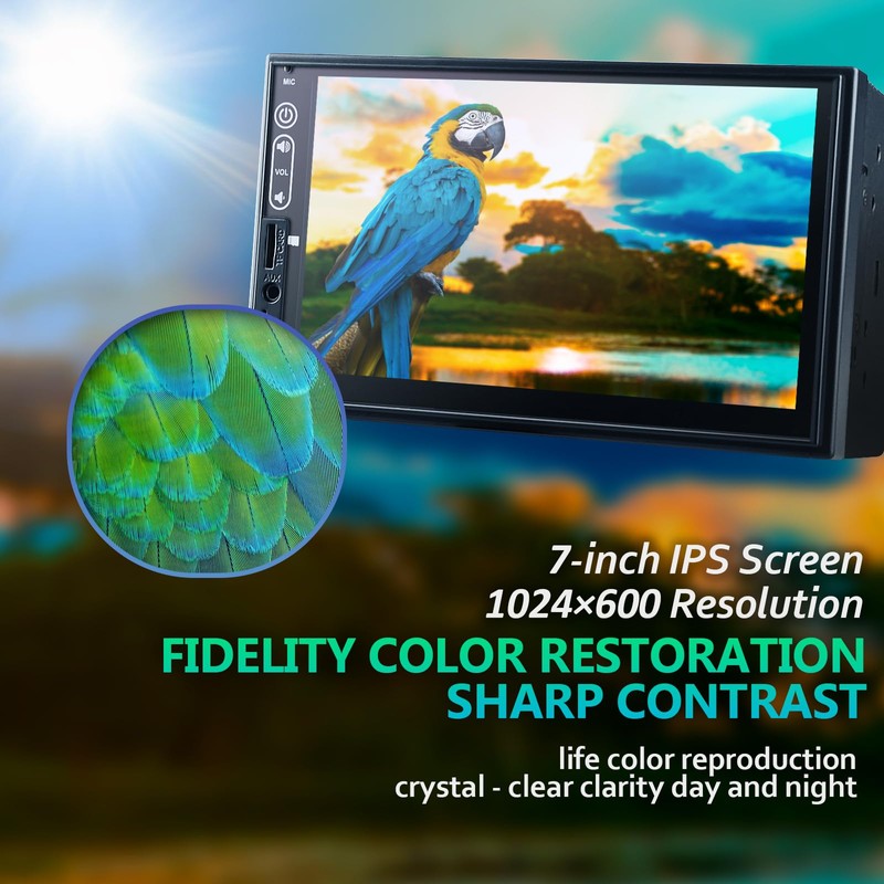 Double Din Car Stereo Compatible with Wireless Apple Carplay, Android