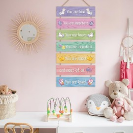 ANHUIB Inspirational Wall Decor Unicorn Aesthetic Girl Room Wall Art Motivational Room Decor Positive Saying Wooden Wall Hanging Sign For Teen Girl Toddler Room Nursery Decor Kids Positive Wall Signs