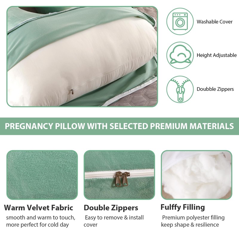 Amagoing 55 inches Pregnancy Pillows for Sleeping, U Shaped Maternity