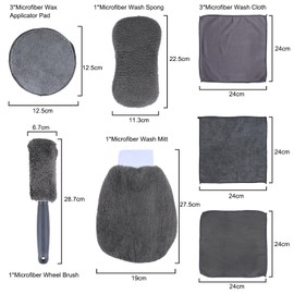 Oumers Car Cleaning Kit, 9 Pcs Car Wash Tool Car Detailing Brush Set Wash Mitt Sponge Towels Microfibre wheel brush For Auto Interior and Exterior Daily Care