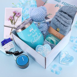 Birthday Gifts for Women, Relaxing Spa Gift Box Basket for Her, Pampering Gifts Thank You Gifts for Girls, Mom Wife Sister Best Friend Unique Happy Birthday Bath Set Gift Ideas (Blue2)