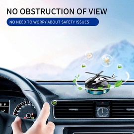 Corunkeer Car Air Freshener, Helicopter Solar Energy Rotating Aromatherapy Al Alloy Diffuser,Long-Lasting Fragrance, Interior Decoration Accessories Diffuser for Car and Home（Silver）