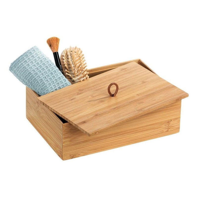 Wenko Bamboo Organiser Terra 3 Compartments -Storage Box, Bathroom Basket,