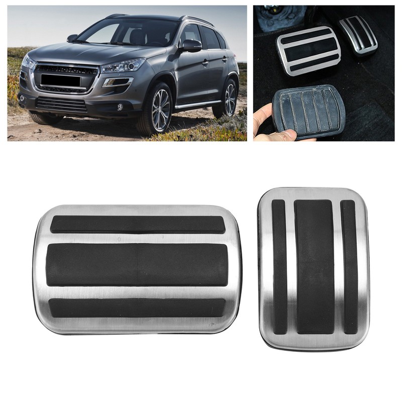 2pcs Accelerator Pedal Brake Footrest Pad Aluminum Alloy Replacement for