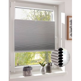 DécoProfi Honeycomb Pleated Blind, No Drilling, Blackout White, 75 cm x 130 cm, Tensioned Pleated Blinds Made to Measure with Clamping Support, Klemmfix, Opaque Inner Frame Pleated Blinds for Clamping