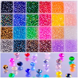 Eswala 2mm Beads Crystal Beads Kit 24colors 3840pcs Glass Beads Micro Small Bicone Faceted AB Color Spacer Beads for Bracelet Making Crystal Beads for Jewelry Making DIY (2mm, Multicolor)
