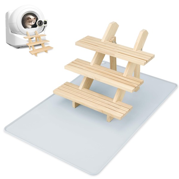 Adjustable 3 Steps Cat Ramp for Automatic Litter Box, Cat