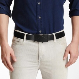 SENDEFN Men's Leather Belt Automatic Ratchet Buckle Slide Belt for Dress Casual Trim to Fit with Gift Box