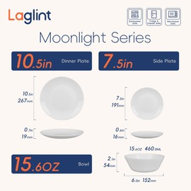 Dinnerware Sets for 4, LaGlint 12 Pieces Opal Glass Plates and Bowls Set, Dishwasher and Microwave Safe Dish Dinning Ware, Chip and Scratch Resistant Dishware White