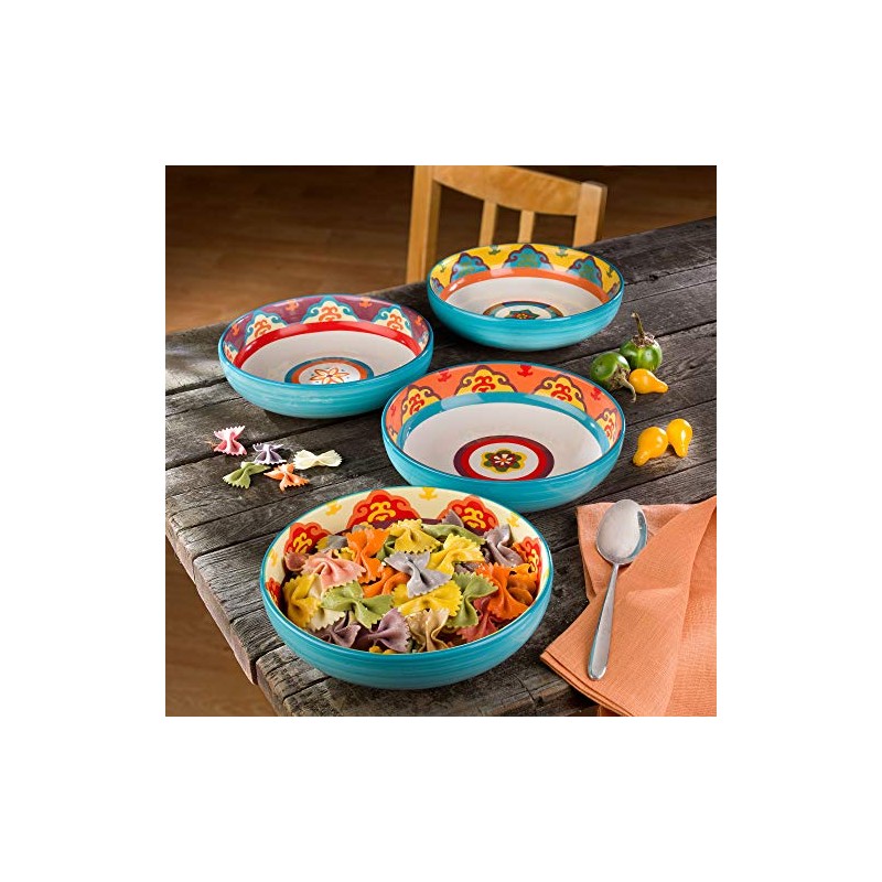 Euro Ceramica Galicia Collection 4 Piece Pasta Bowl Set