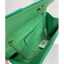 LeahWard Women's Satin Large Bow Clutch Bag Wedding Holiday Party Soft Handbag (L.Green)