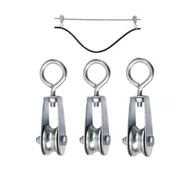 GYWHOOFT 3 Pack Pulley with Bearings, Pulley for Lifting, 32 mm Pulley Gym Stainless Steel, Single Roller Set, 360° Rotatable Pulley for Fitness Rope, Transport