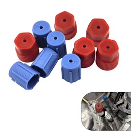 YYTQP 10 PCS R134a AC Valve Caps Kit, 13mm and 16mm Air Conditioning Service AC System Charging Port Caps, 5 PCS Blue Low Side and 5 PCS Red High Side, Suitable for Most Cars