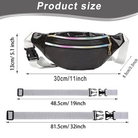 Wzenclave Holographic Fanny Pack for Women Ladies Shoulder Bags Belt Bag Sling Bag for Women Adjustable Belt Multi-Pockets Sport Casual Waist Pack for Travel Hiking Party Sports Running Daily Use