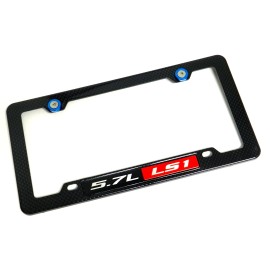 Unbranded 5.7L LS1 CARBON FIBER LOOK LICENSE PLATE FRAME W/ 4 BLUE WASHERS & BOLTS