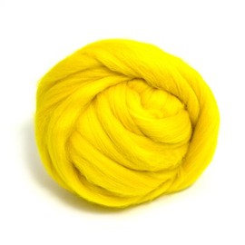 CyberloxShop 50g Dyed Merino Wool Top Roving Buttercup Yellow Dreads 64's for Felting Spinning