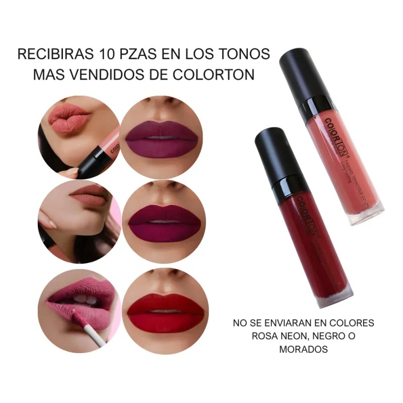 Kit De 10 Labiales Liquidos Colorton Indeleble Gloss Matte