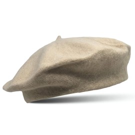 Women's Wool French Beret – Stylish, Chic & Cozy Parisian Unisex Hat for All Seasons, Khaki, 7 1/4-7 3/8