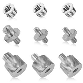 9PCS Mic Stand Adapter, 1/4 to 3/8 Inch Mic Thread Adapter 3/8 to 1/4 Inch Mic Screw Adapter for Microphone Stand Camera Tripod (Silver)