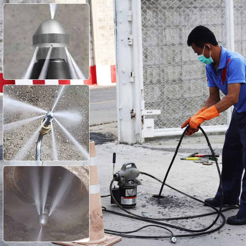 2PCS Sewer Cleaning Tool High-Pressure Nozzle, 5000 PSI High Pressure