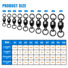 DunkTeam 20PCS High Strength Fishing Swivels，Ball Bearing Swivels Fishing Tackles， Stainless Steel Fishing Swivel Connectors for Freshwater Saltwater Fishing #2-65lb