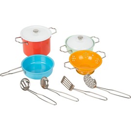 Small Foot Metal Cookware Set with Accessories for Play Kitchen, Role Toy for Children Aged 3 and up, Multi-Colour