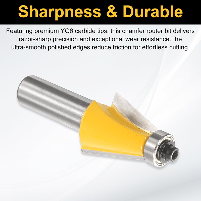 sourcing map 2pcs 15 Degree Chamfer Router Bit 1/2 Inch