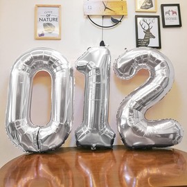 Aabellay Silver Number Balloons Large Foil Mylar Balloons 40 Inch Giant Jumbo Number Balloons for Birthday Party Decorations – Silver 12