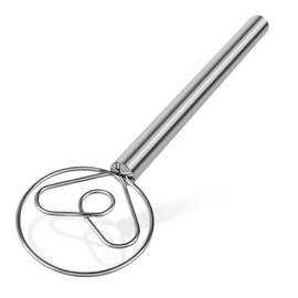YIGEDA Danish Dough Whisk Stainless Steel Wooden Handle for Sourdough Bread Pizza and Pastry Making