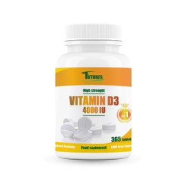 Futures Nutrition Vitamin D3 4000 IU - Vitamin D High Strength 4000iu - Vitamin D Tablets GMO & Gluten Free - 365 VIT D3 Tablets - Immune System Booster D3 Vitamins Supplements for Men and Women