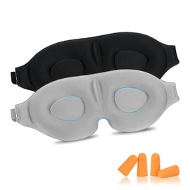 YYTECH Sleeping Mask for Side Sleepers, 2024 Breathable 100% Light Blocking Sleeping Mask for Men and Women 3D Sleeping Masks with Adjustable Elastic & Earplugs for Travel (Pack of 2)