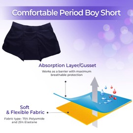 Mystic Glow Leak Free Period Underwear for Women & Teens - With 10 Wipes & Storage Bag - Soft, Absorbent Underwear for Women - Period Panties (3 Pack) - MEDIUM