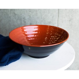 Ebros Set Of 4 Contemporary Swirl Ridged Red And Black Melamine 43 oz / 1.3 qt Large Pasta Noodles Salad Mixing Soup Cereal Bowls Kitchen Dining Asian Restaurant Supply Grade Bowl Value Pack Set