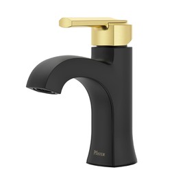 Pfister Vaneri Bathroom Sink Faucet, Single Control, 1-Handle, Single Hole, Matte Black and Brushed Gold Finish, LF042VRIBBG