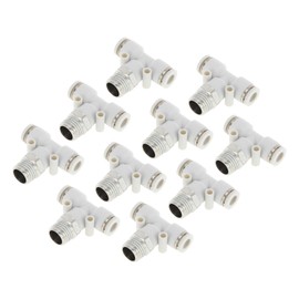 HEROFFIX Push to Connect Air Fittings 1/4" t Type Air Line Quick Joint Plastic Metal 1/4"BSPT 10 Pcs White Silver Tone
