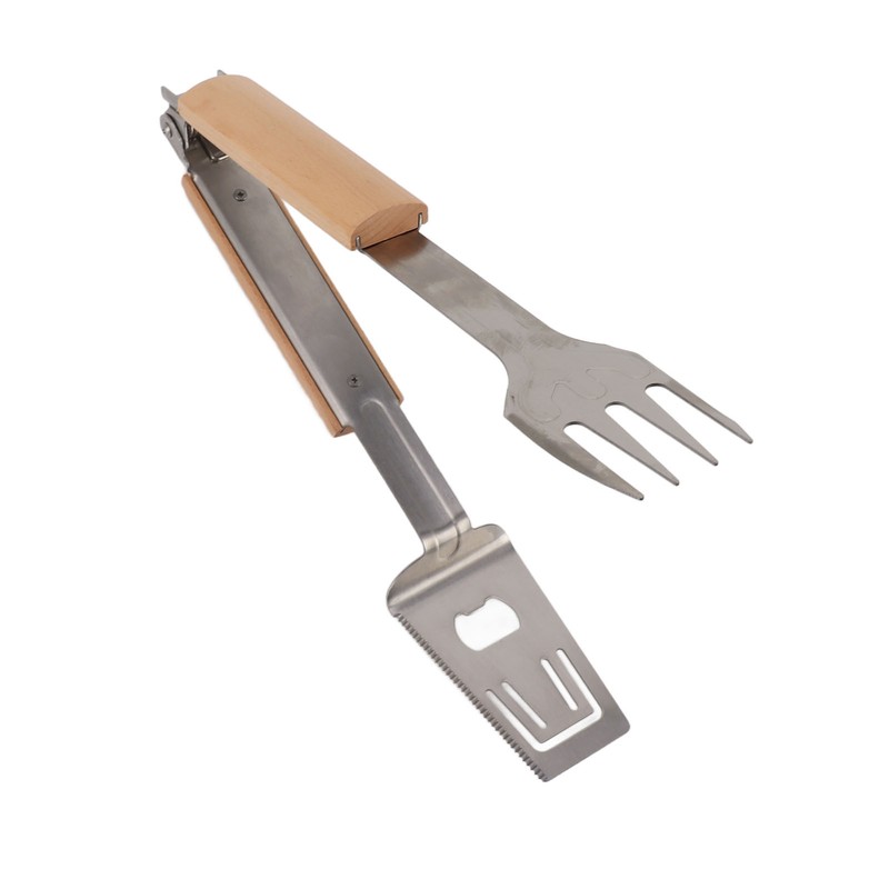 Grill Spatula Fork Tongs Durable Stainless Steel Food Tongs Multifunctional