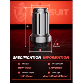 Sposuit M12x1.5 Spline Lug Nuts - Replacement for 2001-2023 Ford Escape, 2003-2018 Focus, 2006-2020 Fusion - Closed End Chrome Lug Nut with Socket(20 Pcs)