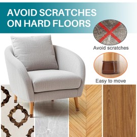 Chair Leg Floor Protectors, 24 Pcs Brown Silicone Felt Furniture Leg Pads Caps Covers for Hardwood Floors (Fit 15/16" to 1-5/16")