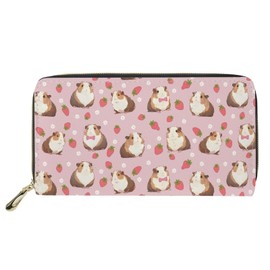Binienty Womens Strawberry Wallets Large Leathe Card Holder Organizer Clutch,Guinea Pig Zip Around Purse