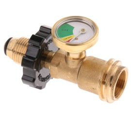 perfk with gauge, propane tank adapter, copper conversion adapter with propane tank gauge gas grill barbecue camping pressure gauge indicator fuel brass